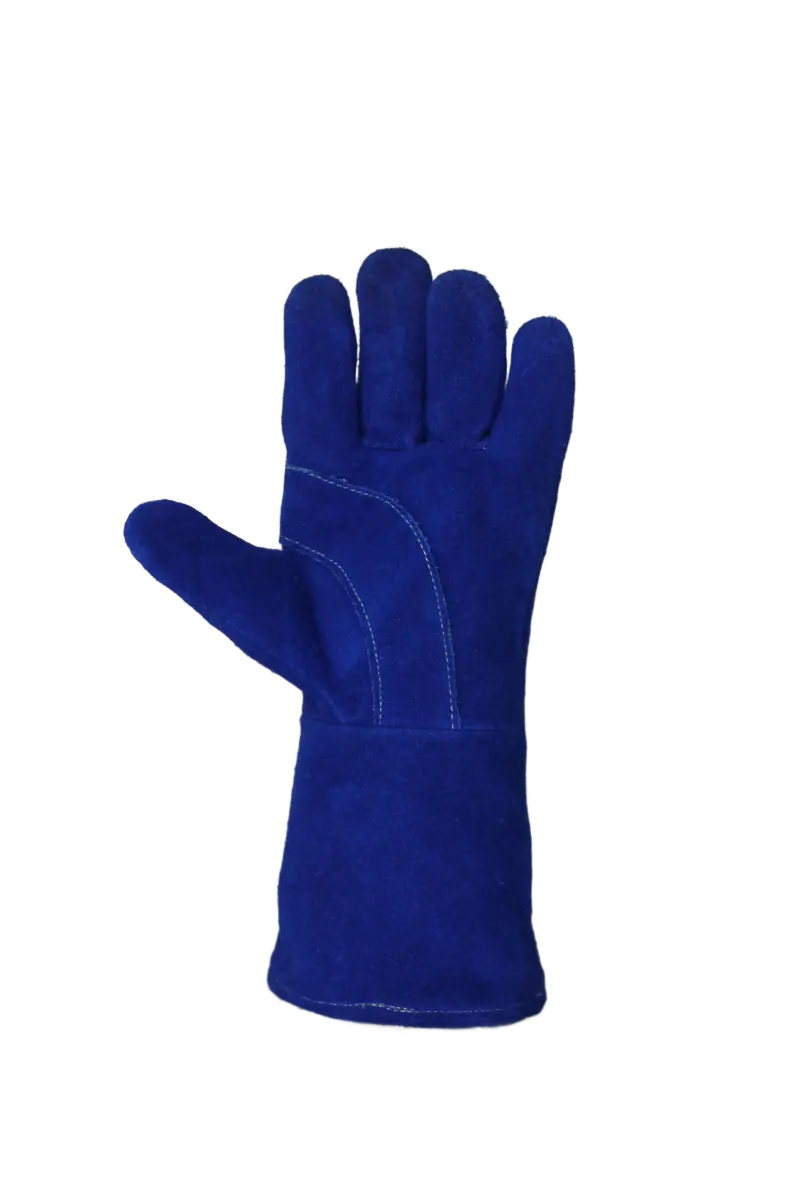 Guante Soldador Azul de carnaza, vista completa